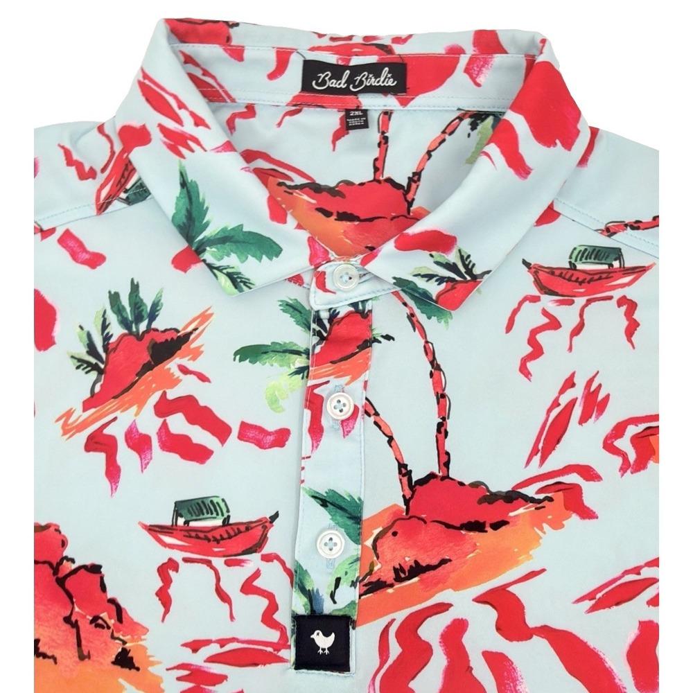 Bad Birdie Polo Shirt Men 2XL Tropical Island Golf Performance Stretch